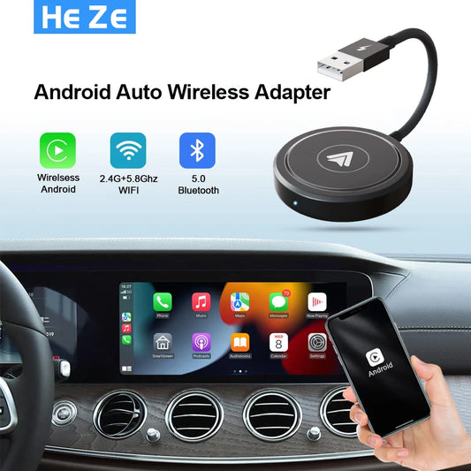 Wireless Android Auto Car Adapter，Android Auto Wireless Adapter for OEM Factory Wired Android Auto Direct Plug in Type C Adapter